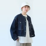 短款對稱口袋無領牛仔外套