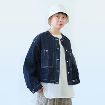 短款對稱口袋無領牛仔外套